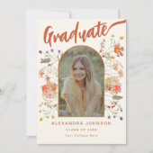 Invitation Graduate Photo Script Boho Floral Graduation Party (Devant)