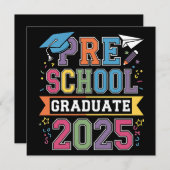 Invitation Graduate préscolaire 2025 Graduation Pré K School (Devant / Derrière)
