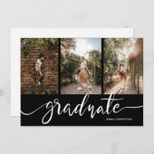 Invitation Graduate Script Trois Photos Graduate Party (Devant / Derrière)