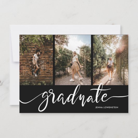 Invitation Graduate Script Trois Photos Graduate Party (Devant)