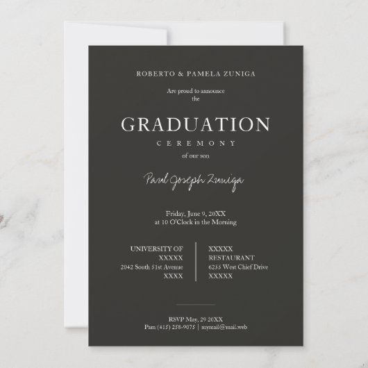 Invitation Graduate Simple Chic Trendy Script Photo (Dos)