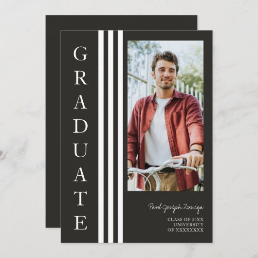 Invitation Graduate Simple Chic Trendy Script Photo (Devant / Derrière)