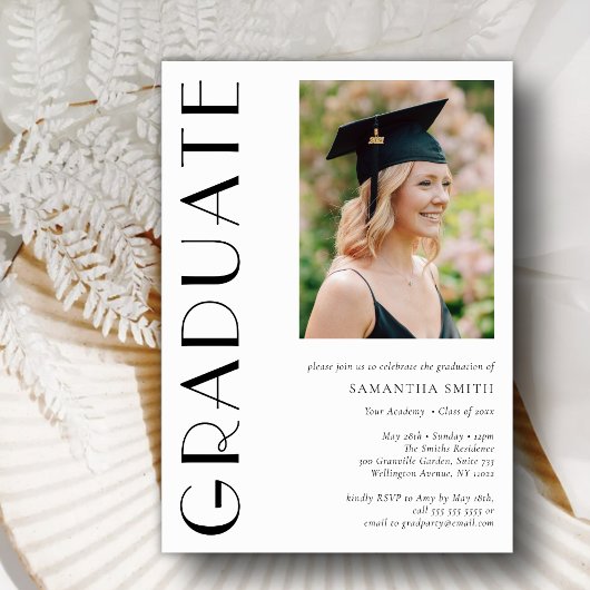 Invitation Graduate Simple Moderne Typographie Parti Graduati