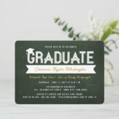 Invitation Graduate Simple Ruban Chalkboard Partie de graduat (Debout devant)