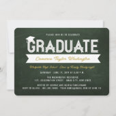 Invitation Graduate Simple Ruban Chalkboard Partie de graduat (Devant)