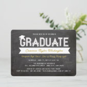 Invitation Graduate Simple Ruban Chalkboard Partie de graduat (Debout devant)