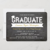 Invitation Graduate Simple Ruban Chalkboard Partie de graduat (Devant)