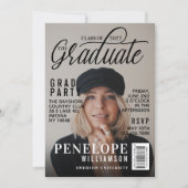 Invitation Graduate Stylish Magazine Couverture Photo Grad Pa (Devant)