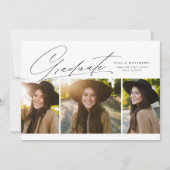 Invitation Graduate trois photo simple moderne graduation (Devant)