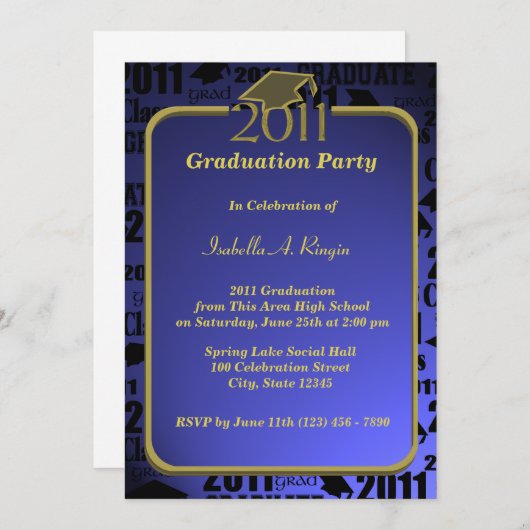 Invitation Graduation 2011/ Sapphire Blue (Devant / Derrière)