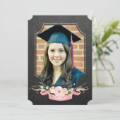 Invitation Graduation 2017 Merci Chalkboard Floral (Debout devant)