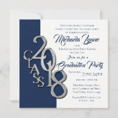 Invitation Graduation 2018 Marine Bleu et argent (Dos)