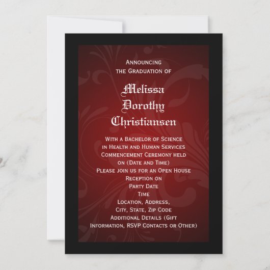 Invitation Graduation 2018 Red Tassel Charm College (Dos)