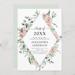 Invitation Graduation 2022 Dusty rose floral verdure