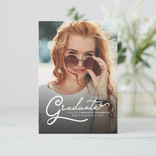 Invitation Graduation 2022 Modern Photo Script Graduate Party (Debout devant)