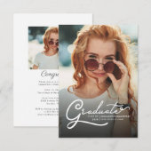 Invitation Graduation 2022 Modern Photo Script Graduate Party (Devant / Derrière)