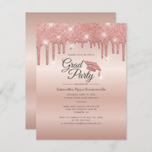 Invitation Graduation 2022 Rose Gold Parties scintillant Grad