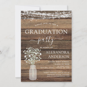Invitation Graduation 2022 Rustic Baby's Breath Farmhouse