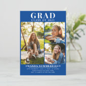 Invitation Graduation 2024 Grad Photo Collage Blue Party (Debout devant)