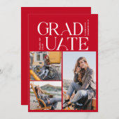 Invitation Graduation 2024 Grad Red and White Photo Party (Devant / Derrière)