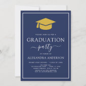 Invitation Graduation 2024 Marine Blue Gold Photo Invit (Devant)