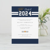 Invitation Graduation 2024 Marine Photo blanche Open House Pa (Debout devant)