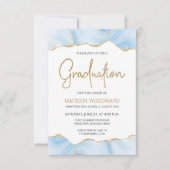 Invitation Graduation 2024 Photo Pastel Blue Agate (Devant)