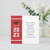 Invitation Graduation 2024 Red Graduate Photo Party (Debout devant)