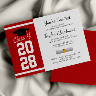 Invitation Graduation 2024 Red White Grad Party