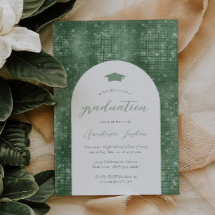 Invitation Graduation 2024 Sparkly Sage Green Glam Arch