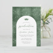 Invitation Graduation 2024 Sparkly Sage Green Glam Arch (Debout devant)