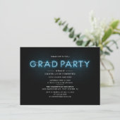 Invitation Graduation 2025 Blue Neon Graduate Photo Party (Debout devant)