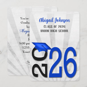 Invitation Graduation 2025 En Couleurs Bleues et Noires