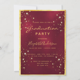 Invitation Graduation 2025 fête bourgogne or bulles