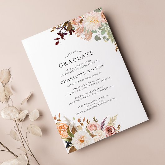 Invitation Graduation 2025 Floral Grad Party