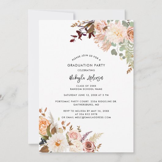 Invitation Graduation 2025 Floral Grad Photo Party (Devant)