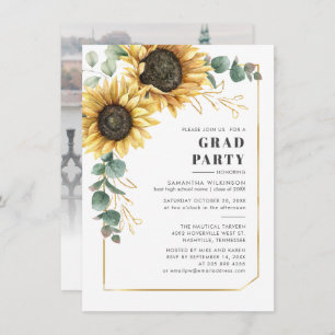 Invitation Graduation 2025 Floral Photo Graduation Party