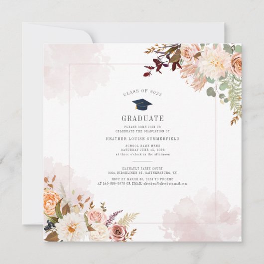 Invitation Graduation 2025 Florom Floral Grad Party (Devant)