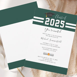Invitation Graduation 2025 Green White Grad Party