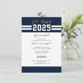 Invitation Graduation 2025 Marine White Minimalist Grad Party (Debout devant)