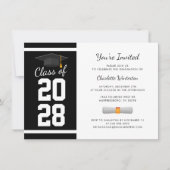 Invitation Graduation 2025 Modern Black White Grad Party (Devant)