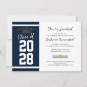 Invitation Graduation 2025 Modern Navy Blue Grad Party (Devant)