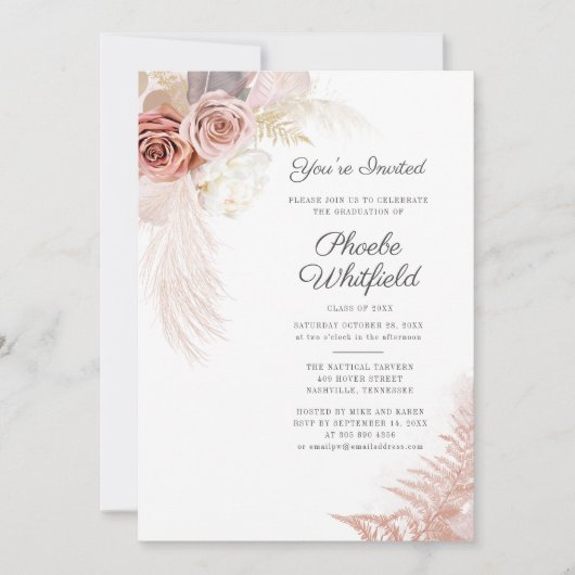 Invitation Graduation 2025 Pampas Grass Party (Devant)