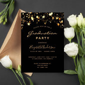 Invitation Graduation 2025 partie noir or étoiles glam