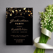 Invitation Graduation 2025 partie noir or étoiles glam