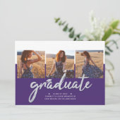 Invitation Graduation 2025 Photo Collage Purple (Debout devant)