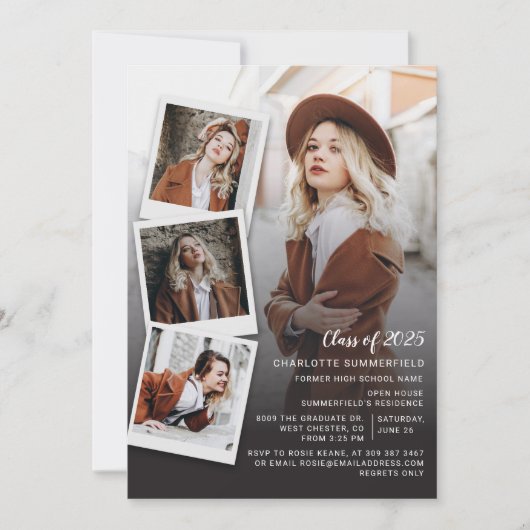 Invitation Graduation 2025 Photo Collage Script Grad (Devant)