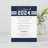 Invitation Graduation 2025 Photo Navy Blue Graduate Party (Debout devant)