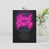 Invitation Graduation 2025 Pink Neon Grad Party (Debout devant)