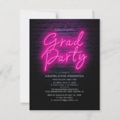 Invitation Graduation 2025 Pink Neon Script Photo Grad Party (Devant)